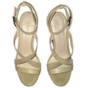 BCBGeneration Wedge Sandal Reptile Print Leather Size 8M Strappy Criss Cross